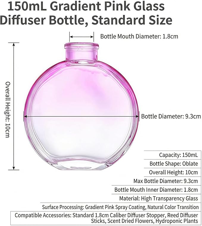 150ml/5oz Empty Glass Diffuser Bottle - Aromatherapy Storage Container & Fragrance Accessories - Use for DIY Replacement Diffuser Sticks Sets, Oils, Crafts & Decor (Purple)