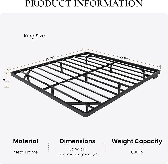 SHA CERLIN Floating Bed Frame King Size with Smart LED Lights and Charging Station, Heavy Duty Metal Platform Bed with Modern Design,No Box Spring Needed, Easy Assembly, Matte Black