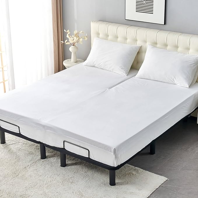 28-30" Split from Top King Mattress Protector for Adjustable Bed Upper Flex Head Waterproof Matressprotector Ultra Soft Jersey Noiseless Fitted Matress Cover