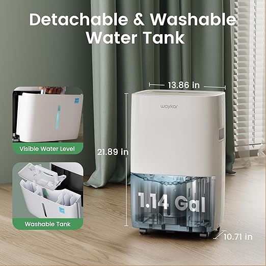 Waykar 80 Pints Energy Star Most Efficient Dehumidifier for up to 5,000 Sq. Ft. for Home, Basement and Large Room with Drain Hose and Water Tank