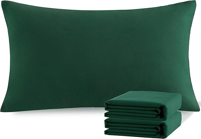 NTBAY King Pillowcase Set - 2 Pack Brushed Microfiber 20x36 Pillowcases - Soft, Wrinkle-Free, Fade-Resistant, Stain-Resistant, Dark Green Pillowcases with Envelope Closure - 20x36 Inches, Dark Green