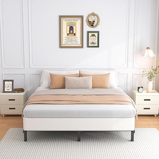 ROIL 10 Inch Full Size Box Spring, Heavy Duty Metal Box Spring Mattress Foundation with Fabric Cover, 3500lbs Max Weight Capacity, Easy Assembly, Noise Free, Non-Slip