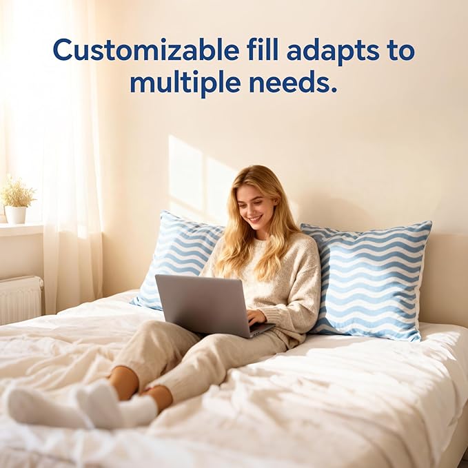 SLEEPDIARY Queen Pillow 1 Pack – Adjustable Shredded Memory Foam Cooling Bed Pillows, Custom Loft for Side, Back, and Stomach Sleepers, Shape-Retaining Support & Washable Cover
