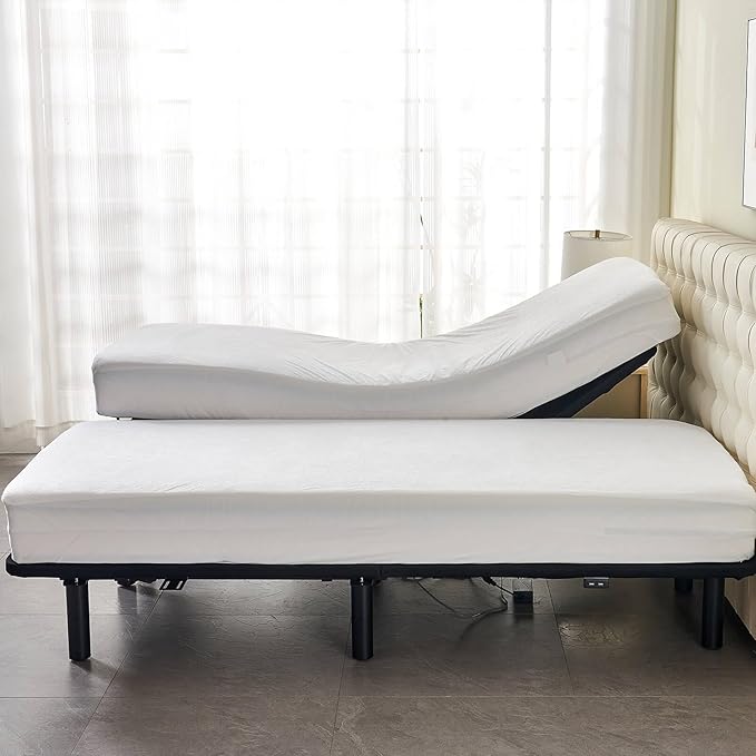 Kingnex Waterproof Split California King Mattress Protector for Adjustable Bed Noiseless Soft Bamboo Viscose Terry 2 Cali Twin XL 36x84 Fitted Mattress Cover