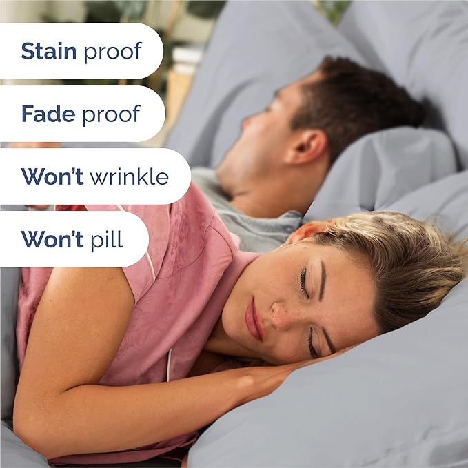 Split King 7 Piece Sheet Set - Comfy, Breathable & Cooling - Soft Hotel Luxury Bedding for Women, Men, Kids, Teens & Children - 1 Flat & 2 Fitted Sheets & 4 Pillowcases w/ Deep Pockets - Steel Blue