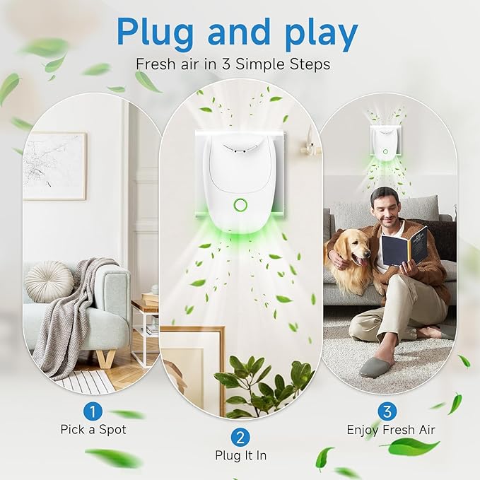 Plug in Air Ionizers, 4 Pack Two-Speed Quiet Negative Ion Air Purifier, Mini Air Fresheners for Home, Bedroom, Office, Kitchen, Portable Odor Eliminator for Dust, Smoke, Pet Smell (4pcs)
