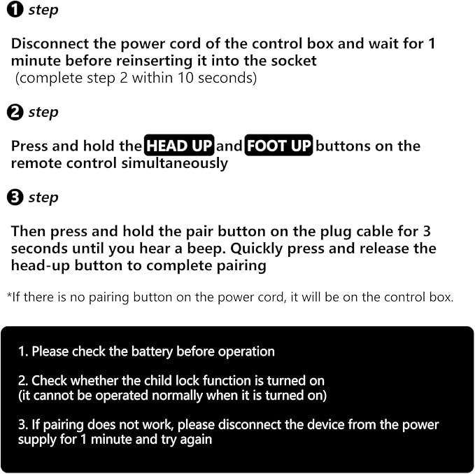 Replacement Remote Control for Naomi Home Idealbase Adjustable Bed Compatible with Models 89607/85307/96807/85587W/77793/77705/77794