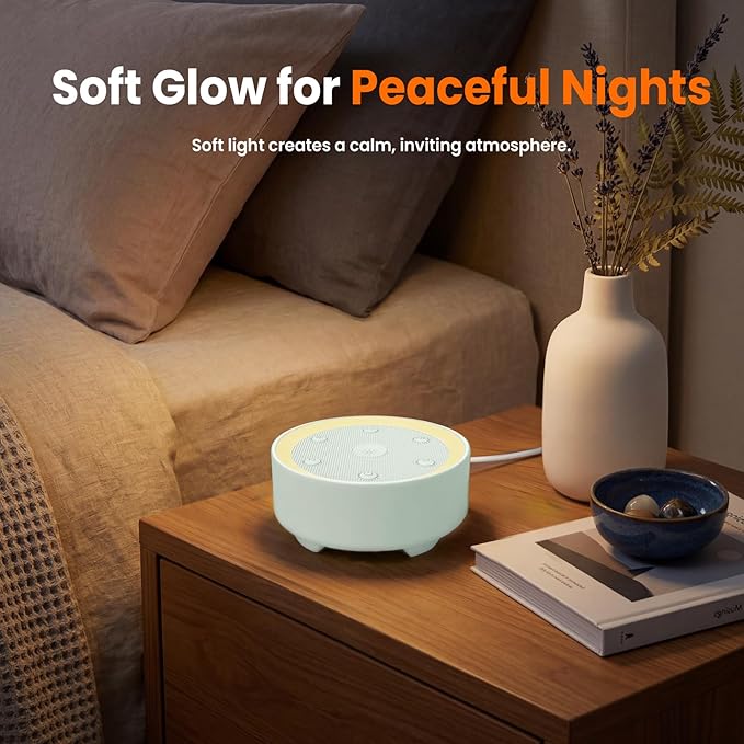 Kipcush Sleep Sound Machine - 21 High-Fidelity Non-Looping Sounds, Portable White Noise Machine for Baby, Kids & Adults, Dimmable Night Light, 6 Auto-Off Timers, USB Powered for Travel, Home & Office