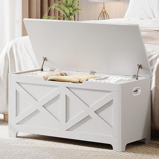 GAOMON Storage Chest, Wooden Storage Bench, Modern Style Lift-Top Shoes Bench with Safety Hinge for Entryway, Bedroom, Living Room, Supports 300 Lb and Easy Assembly