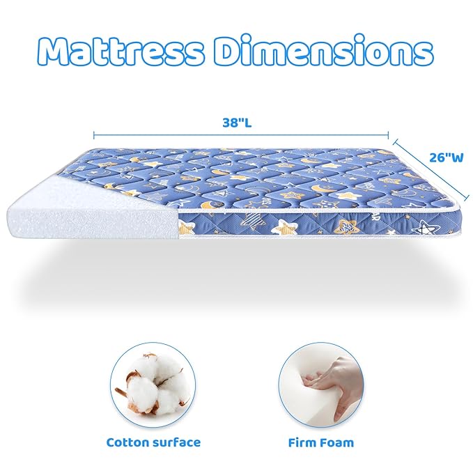 Pack and Play Mattress Topper - 38" x 26" x 1.5", Soft & Firm Premium Foam Pack N Play Mattresses Pad, Odorless Baby Foam Playpen Mattresses,Portable Playard Mattress Topper- Breathable & Comfort