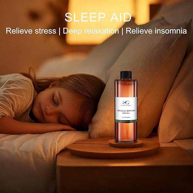 Diffuser Oil Refill, 250ml / 8.45 fl oz, Lemongrass - Reed & Aromatherapy Diffuser Oil, Long-Lasting Home Fragrance, Grapefruit, Lemon & Musk Notes
