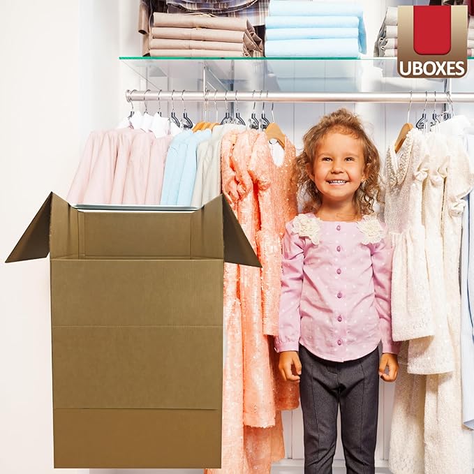 UBOXES Space Saving Wardrobe Moving Boxes 20 x 20 x 34 Inches Moving Boxes, 1-Pack, Kraft/Corrugated (BOXMINIWAR01)