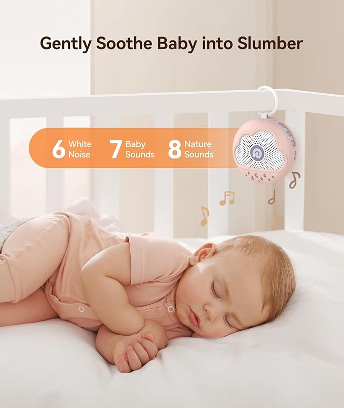 Dreamegg White Noise Machine - Portable Sound Machine Baby with Safe Silicone Cover, Features Powerful Battery, 21 Soothing Sound, Noise Canceling for Sleeping, Baby Registry Gift, Nursery(Pink)