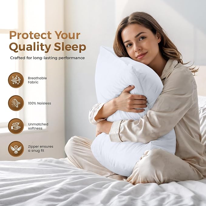 Utopia Bedding 4 Pack Pillow Protectors with Zipper Standard Size, Soft Brushed Microfiber Fabric Pillow Cases, Shrinkage and Fade Resistant Pillow Covers (White)