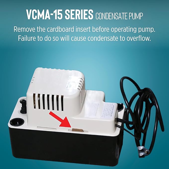 Little Giant VCMA-15ULS 115 Volt, 65 GPH, 1/50 HP Automatic Condensate Removal Pump for HVAC/Refrigeration Systems/Dehumidifiers with Overflow Detection Switch and 6-Foot Cord, White/Black, 554405
