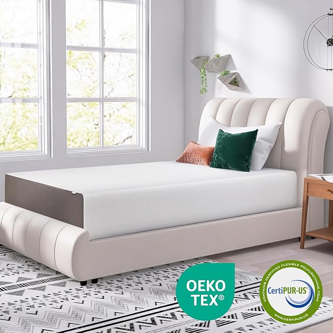 Amazon Basics Breathable Memory Foam Mattress, Soft Plush Feel, 12 Inch, Full, White/Grey