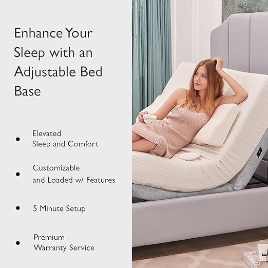 Irvine Home Collection Split King Adjustable Bed Base | Full Body Massage | USB Ports | Zero Gravity | Anti-Snore | Memory Positions | Under Bed Lighting | Wireless Remote | Syncable