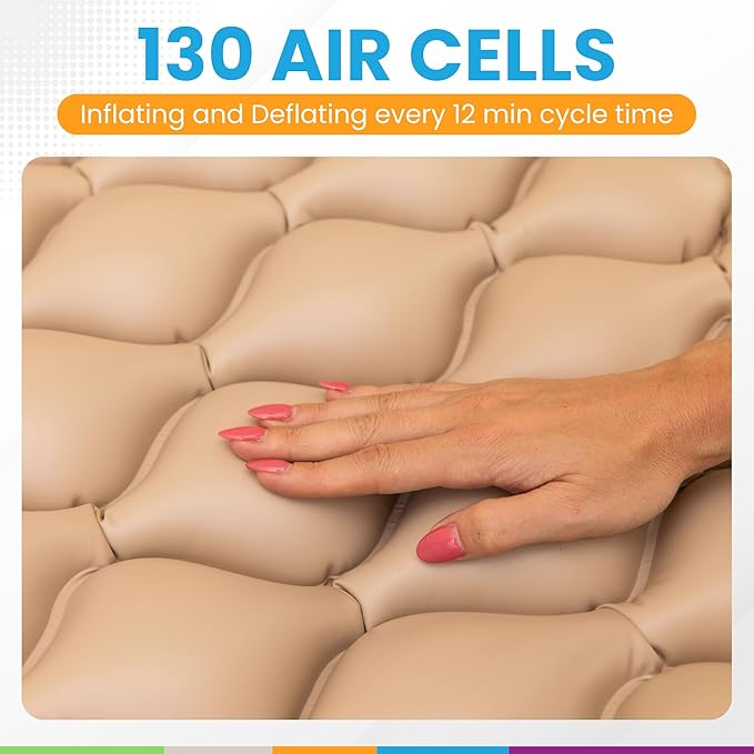 Glory Medical MT‑01 Alternating Pressure Mattress Topper – 12‑Minute Air Cycle, Waterproof Vinyl, Hypoallergenic & Latex‑Free Design, Supports Healthy Circulation for Hospital & Home Beds