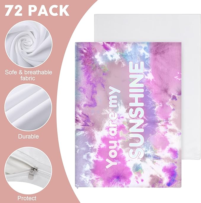 Shimeyao 72 Pcs 20 x 30 Inch Zippered Pillow Protectors Bulk Standard Bedding Pillow Cases Soft Breathable Cotton Sateen Dust Protection Covers White Cases for Home Hotel Rental