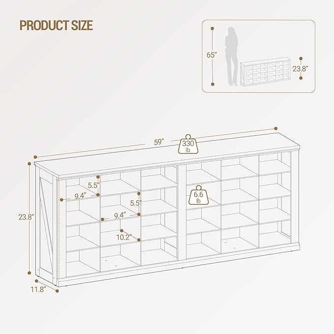 Hzuaneri Farmhouse Shoe Storage Bench, Entryway Shoe Cubby Bench, Widened Wooden Shoes Cubbies with Compartments, Shoes Rack Benchs for Cloakroom, Entryway, Antique White SB52514B
