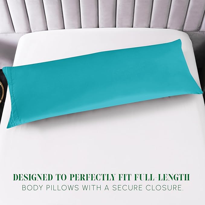 Elegant Comfort Luxury Ultra-Soft 1-Piece Body Pillowcase - 1500 Premium Hotel Quality Microfiber Double Brushed - Wrinkle Resistant, Body Pillowcase Size, Turquoise