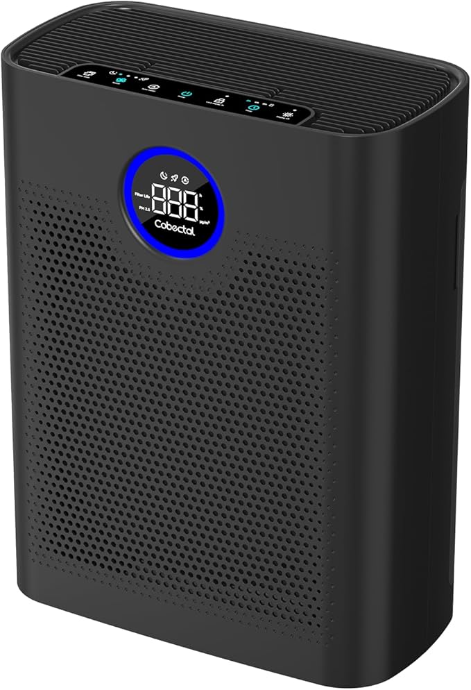Air Purifiers for Home Large Room Up to 2216 Ft², Cobectal Pet Air Cleaner with 3-in-1 Filter, PM2.5 Air Quality Sensor, Aroma Function, Room Air Purifier for Home, Office, RVs, Black
