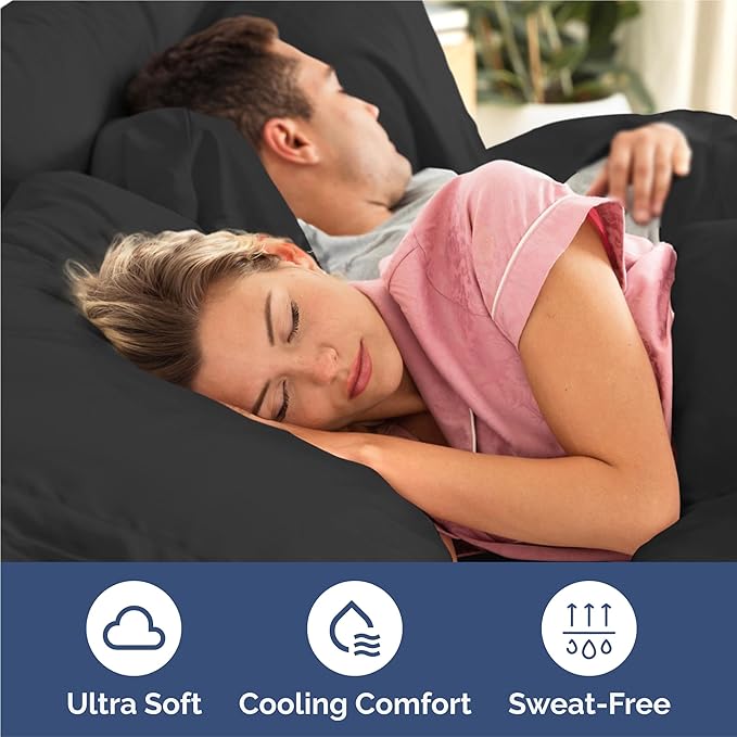 King 6 Piece Sheet Set - Comfy, Breathable & Cooling - Soft Hotel Luxury Bedding for Women, Men, Kids, Teens & Children - 1 Flat & 1 Fitted Sheet & 4 Pillowcases w/ Deep Pockets - Wrinkle Free - Black