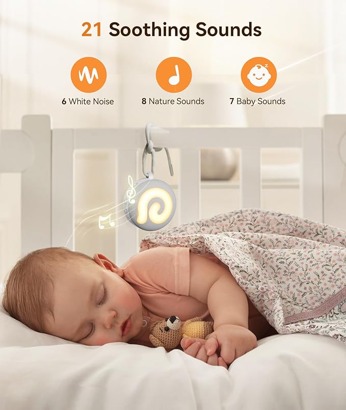 Dreamegg Portable Sound Machine Baby - D11 White Noise Machine for Baby Sleeping with Night Light, White Noise, Lullaby, Nature Sounds, Child Lock, USB Rechargeable Sound Machine for Travel Nursery