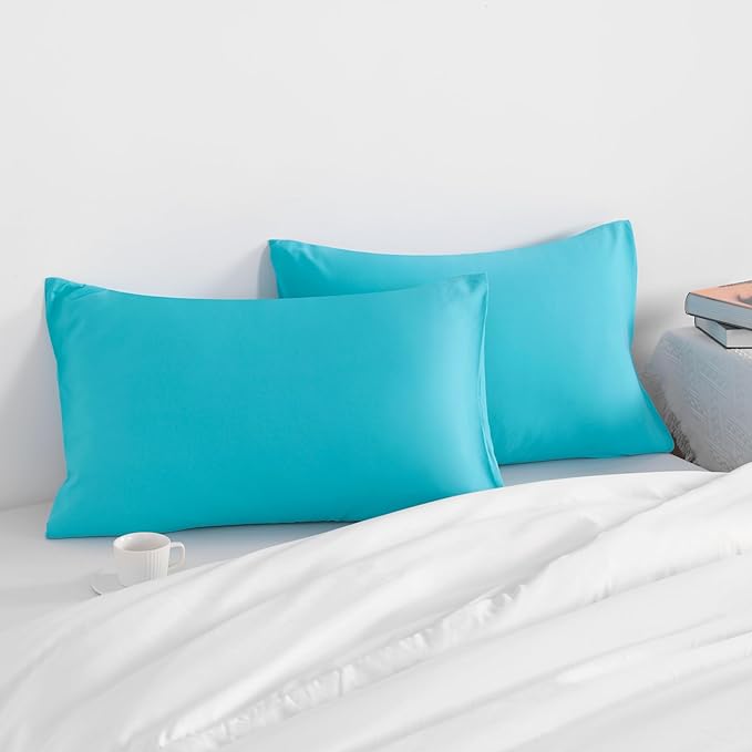 NTBAY Standard Pillow Cases Set of 2, 2 Pack Brushed Microfiber 20x26 Pillow Cases, Soft, Wrinkle, Fade, Stain Resistant Blue Pillow Cases with Envelope Closure, 20x26 Inches, Blue