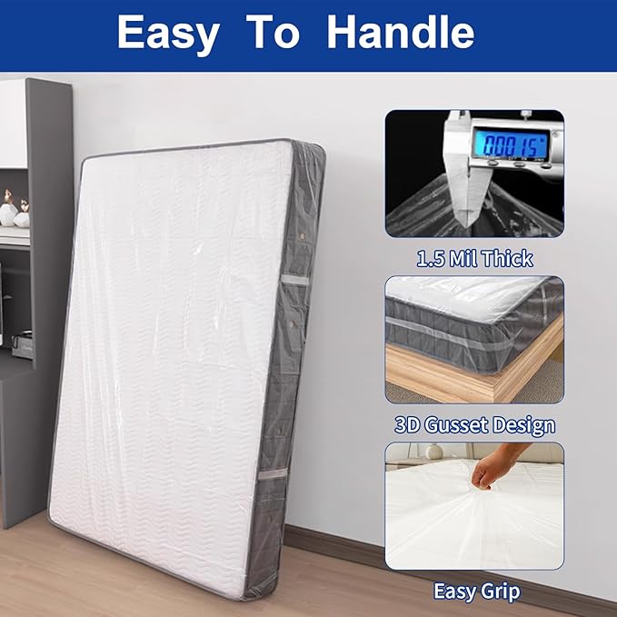 TopSoon Mattress Bag for Storage Mattress Disposal Bag King/Queen Size Clear
