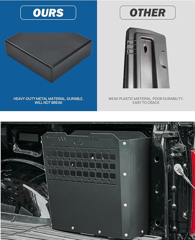 JOYTUTUS Truck Bed Storage Box Compatible with 2015-2026 F150 F250 F350, Heavy-Duty Metal Pickup Tool Box for Truck Bed, 57L Truck Bed Tool Storage Box Toolboxes, Side Tool Box Toolbox Cargo Box