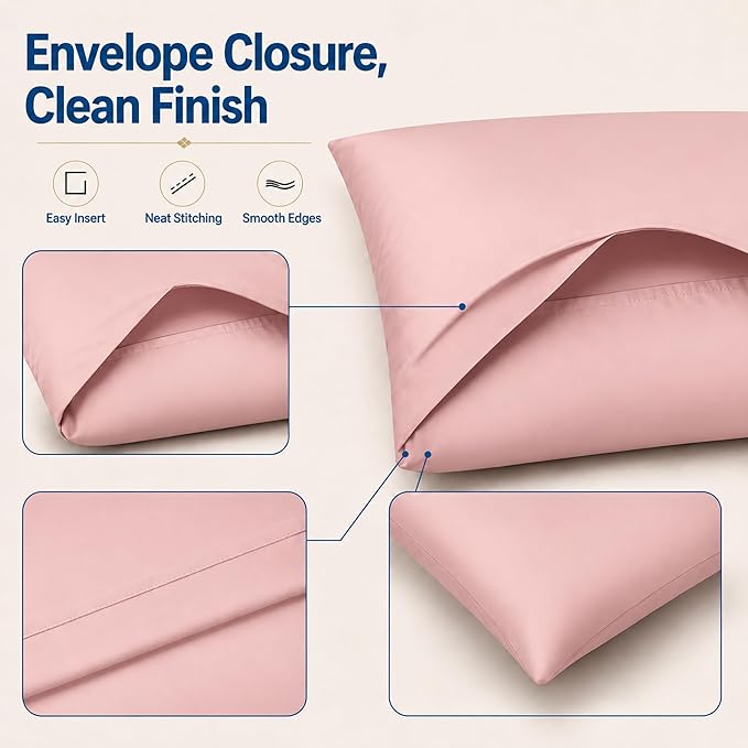 ZPECC Pillow Cases Standard Size Set of 12, 20x26 Envelope Closure Pillowcases, Soft Plain Brushed Microfiber Covers Hypoallergenic Breathable, Pink