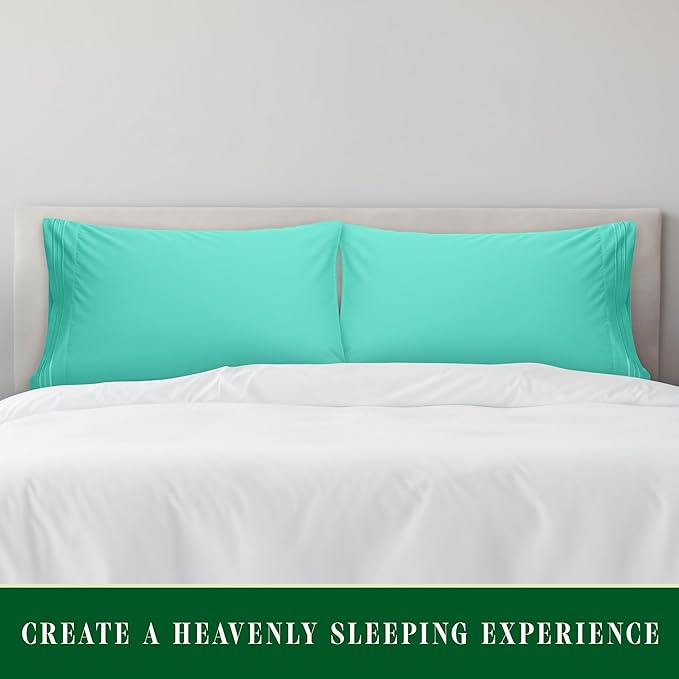 Elegant Comfort Luxury Ultra-Soft 2-Piece Pillowcase Set - 1500 Premium Hotel Quality Microfiber Double Brushed - Wrinkle Resistant, Standard/Queen, Paradise Teal
