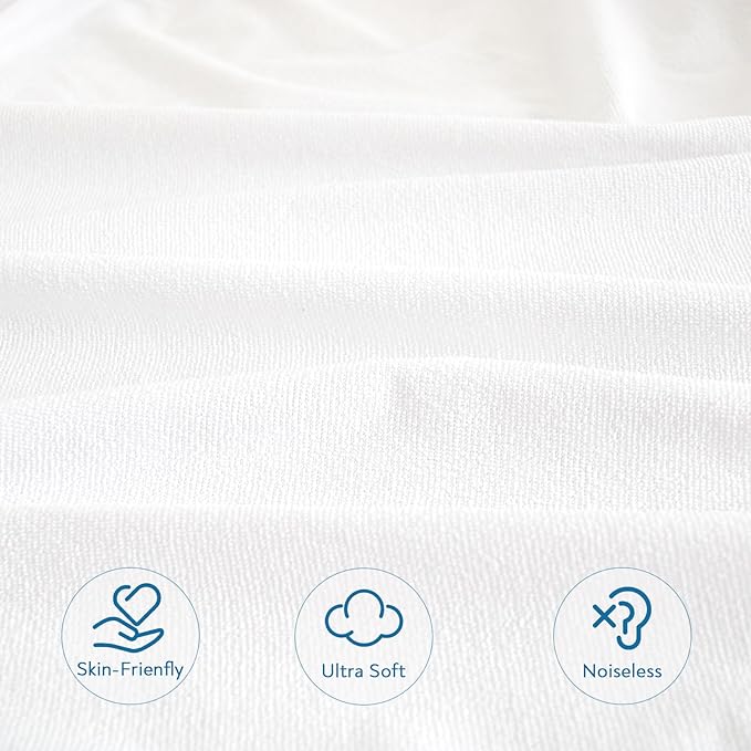 King Size Mattress Cover Protector 100% Waterproof Noiseless Mattress Topper Pad Bed Sheets Fitted up to 18'' Breathable Terry Ultra Soft & Skin-Friendly Mattress Protector King Machine Wash
