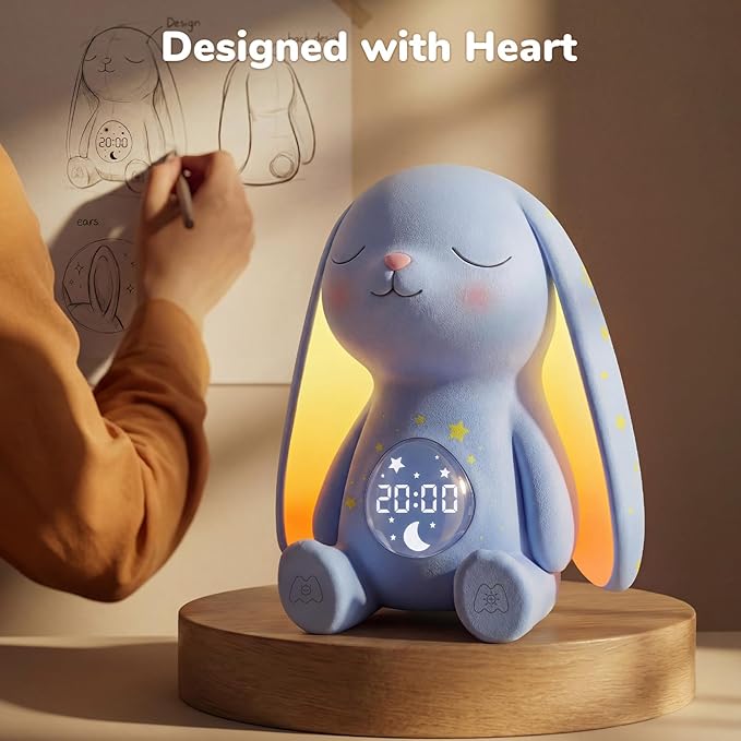 Mom's Choice Awards丨Bunny White Noise Sound Machine Baby for Sleep- AI Cry Detection, 100 Soothing Sounds, Full APP Access Included, Newborn Baby Boy Gifts, Night Light & Sleep Trainer, New Mom Gift