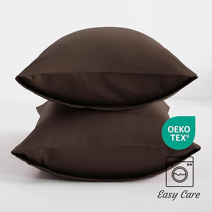 NTBAY Toddler Pillow Cases Set of 2, 2 Pack Brushed Microfiber 14x20 Pillow Cases, Soft, Wrinkle, Fade, Stain Resistant Dark Brown Pillow Cases with Envelope Closure, 14x20 Inches, Dark Brown