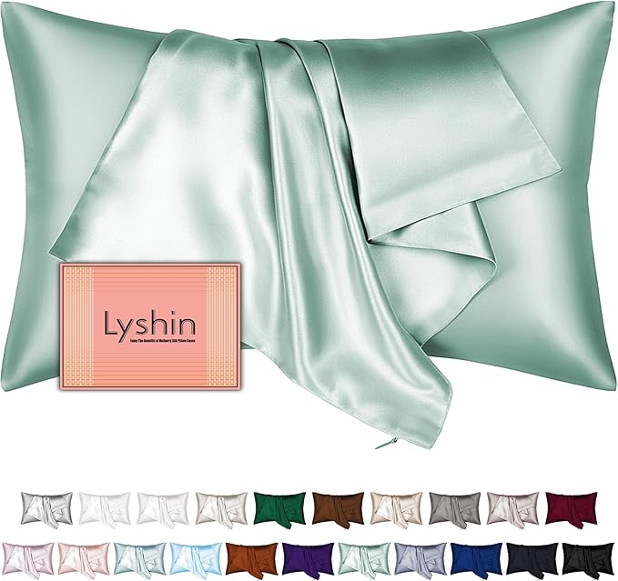 Silk Pillow Cases King Size with Hidden Zipper, Mulberry Silk Pillowcase for Hair and Skin, Smooth and Soft Breathable Cooling Silk Satin Pillow Covers for Sleeping, Gifts for Women, Sage Green
