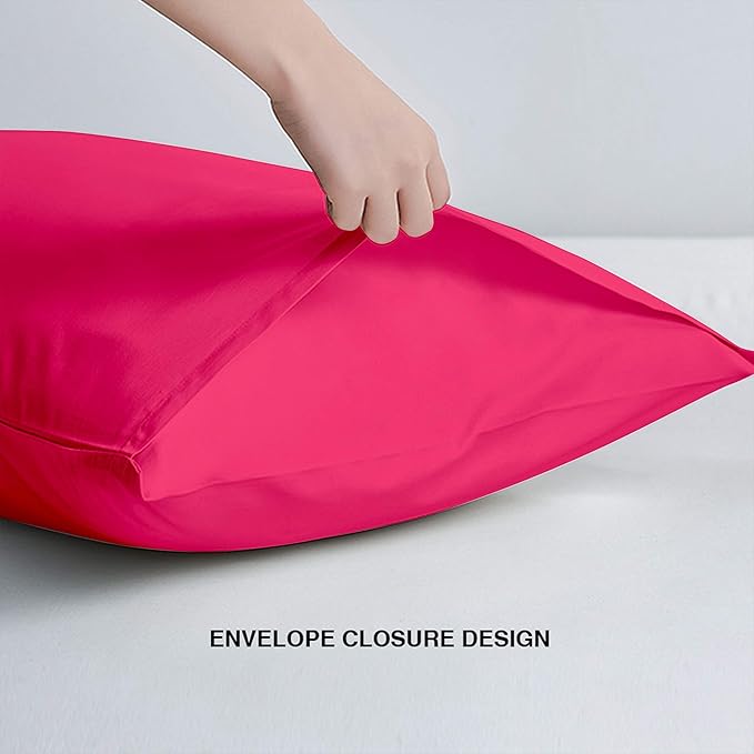 FLXXIE Pillow Cases Standard Size, Soft Microfiber Pillow Covers with Envelope Closure, Wrinkle, Stain Resistant Pillowcases, 2 Piece Set, 20x26, Magenta