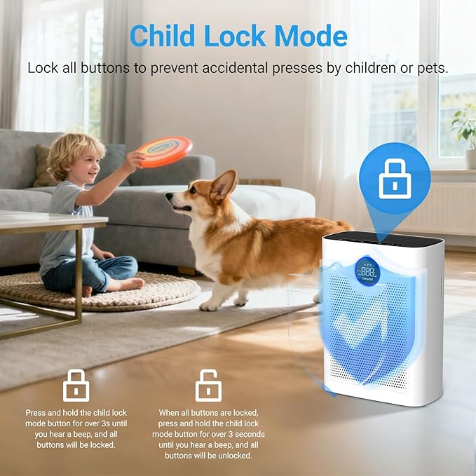 Air Purifiers for Home Large Room Up to 2216 Ft², Cobectal Pet Air Cleaner with 3-in-1 Filter, PM2.5 Air Quality Sensor, Aroma Function, Room Air Purifier for Home, Office, RVs, White
