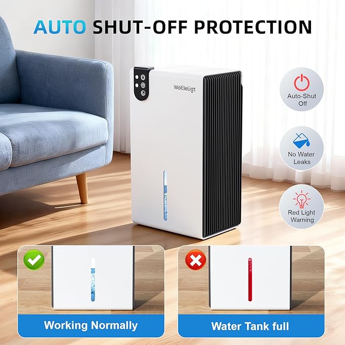 98 OZ Small Dehumidifier for Home 1000 Sq Ft, Quiet Dehumidifier with Drain Hose, Auto Shut-Off, Sleep Mode, 7-Color Light for Basement, Bedroom, Bathroom, Closet, RV (Cream Black)