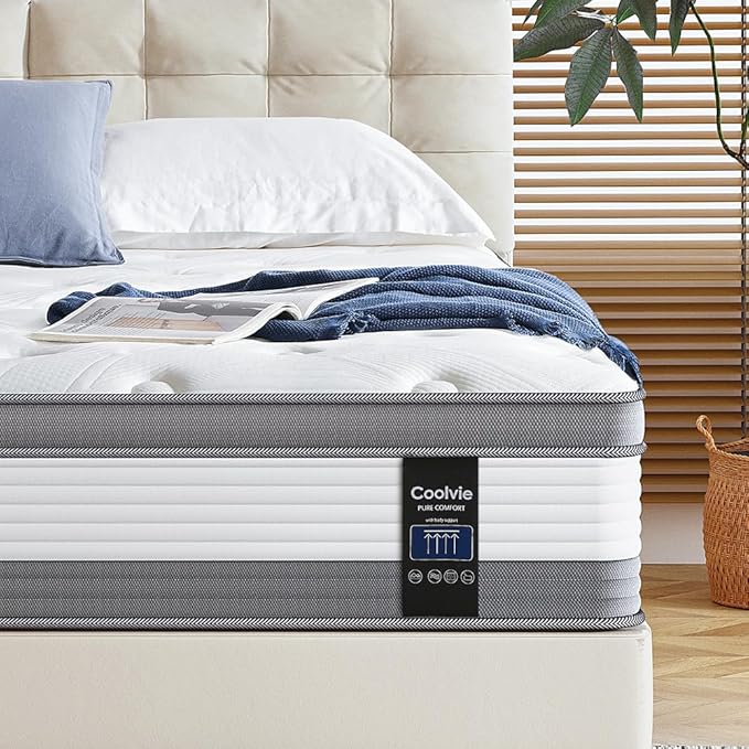 King Mattress 12 Inch King Size Mattresses in A Box Hybrid Mattress Individual Pocket Springs Mattresses with Memory Foam Layer Medium Firm Provide Motion Isolation & Cool Sleep