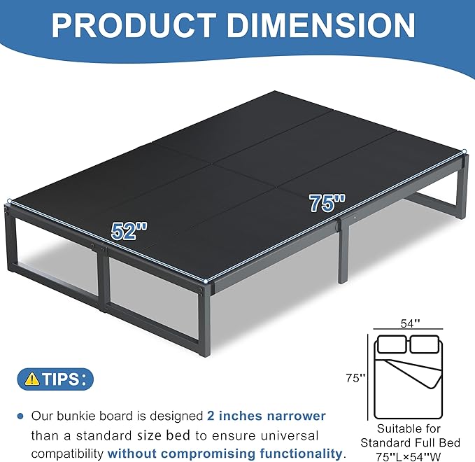 Lutown-Teen Bunkie Board Full Under Mattress High-Density Polymer Full Size Bunkie Board Anti-Sag, Breathable, Moisture Resistant, Noise Minimizing