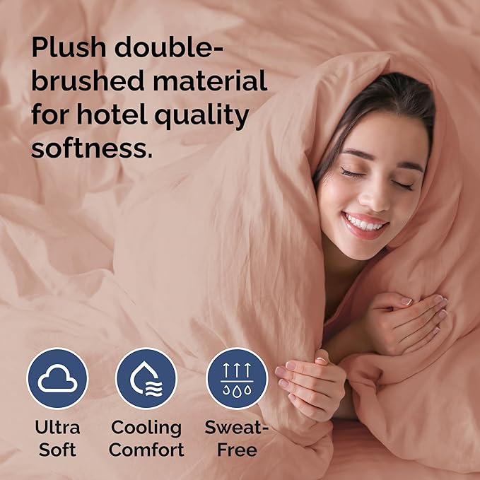 Duvet Cover Full Size Set - Extra Soft Full Duvet Cover 80" x 90" with 2 Pillow Shams - Hotel Luxury, Easy Care and Fade Free w/ Zipper Closures & Ties - All Season, Comfy, Cozy & Breathable (Mauve)