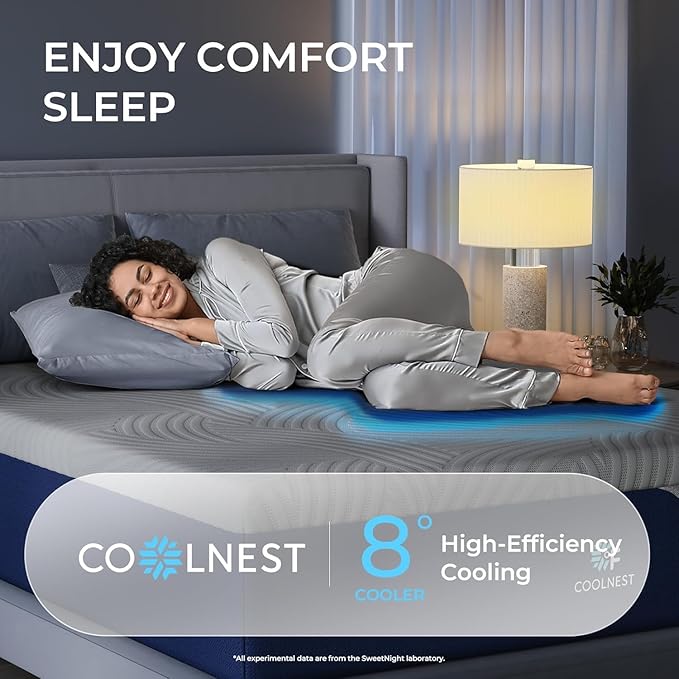 Sweetnight CoolNest 14 Inch California King Mattress, Cooling Memory Foam Mattress for Cool Night Sleep, 5-Zone Ergo Support for Pressure Relief, Medium, CertiPUR-US Certified