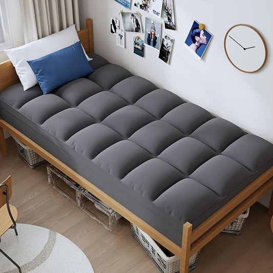 ELEMUSE Twin XL Grey Mattress Topper for Dorm Bed, College Dorm Room Essentials for Girls&Guys, Soft Comfortable Bed Upgrade for Back to School, Apartment&Rental Use