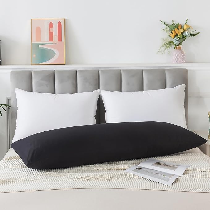 Memory Foam Body Pillow Insert, Soft Large Long Bed Pillow for Adults, Breathable Full Body Pillow, Black