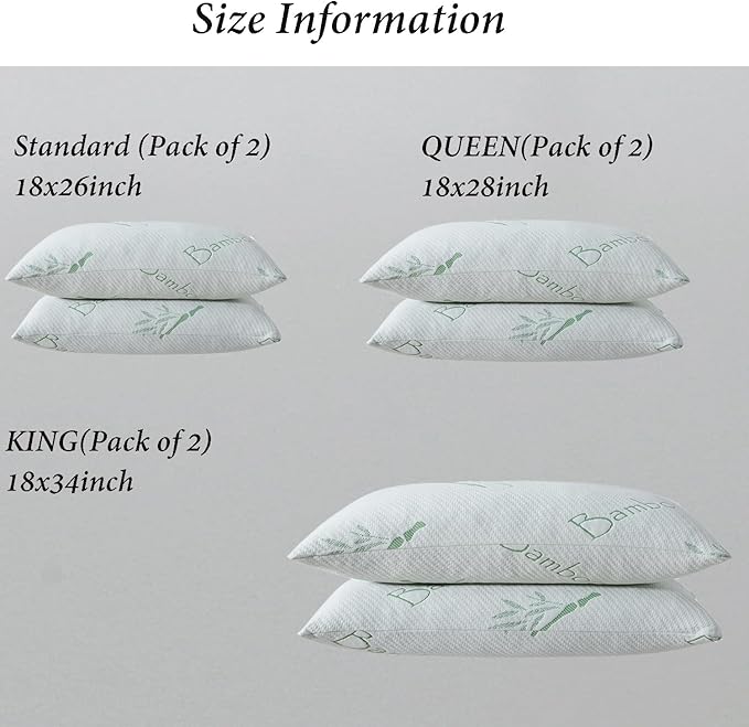 HOXXME Single Memory Foam Pillows King Size Set of 1, Cooling Rayon Pillow with Breathable Cover, Bed Pillow for Sleeping 1 Pack, Firm Adjustable for Neck Support, Hotel Quality Rest Pillow 20" x 36"