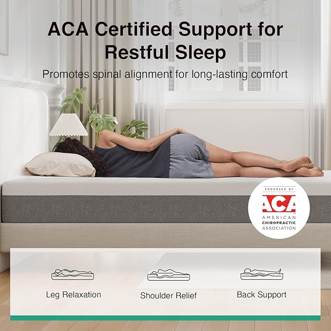 Novilla 10 Inch Twin Size Memory Foam Mattress in a Box, Back Pain Relief & Body Support, Grey, CertiPUR-US Certified