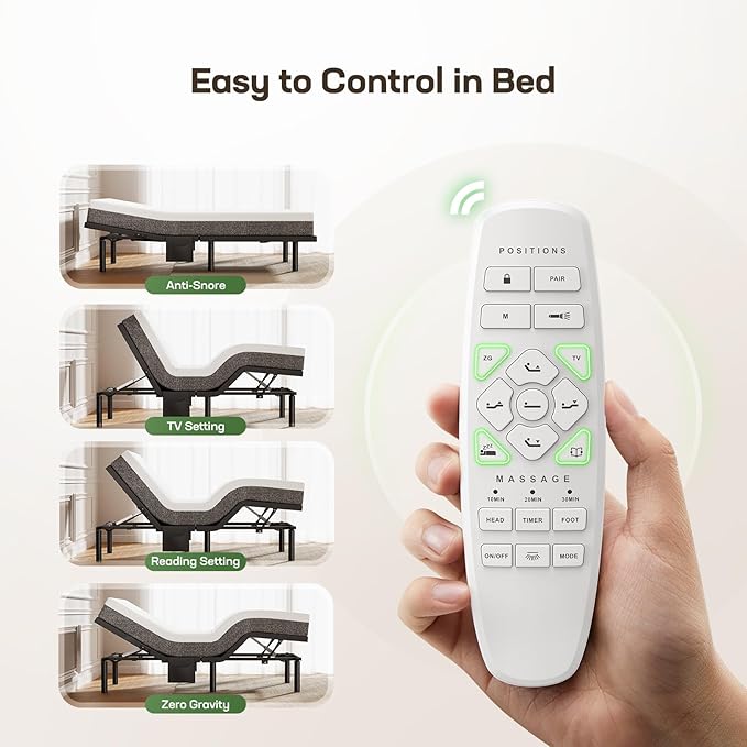 Marsail Split King Adjustable Bed Base with Massage, Smart Dual Motor Bed Frame with Wireless Remote, Zero Gravity & Anti-Snore Mode, LED Night Light, 4 USB Ports, 3-Min Assembly