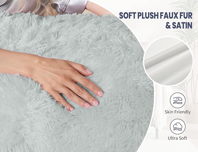 Fluffy Silk Full Body Pillow for Adults 20x54 Satin Body Pillow Cover Pillowcase with Memory Foam for bed Light Grey Pregnancy Cuddle Snuggles Body Pillows for Sleeping Side Sleeper Pillows for Adults